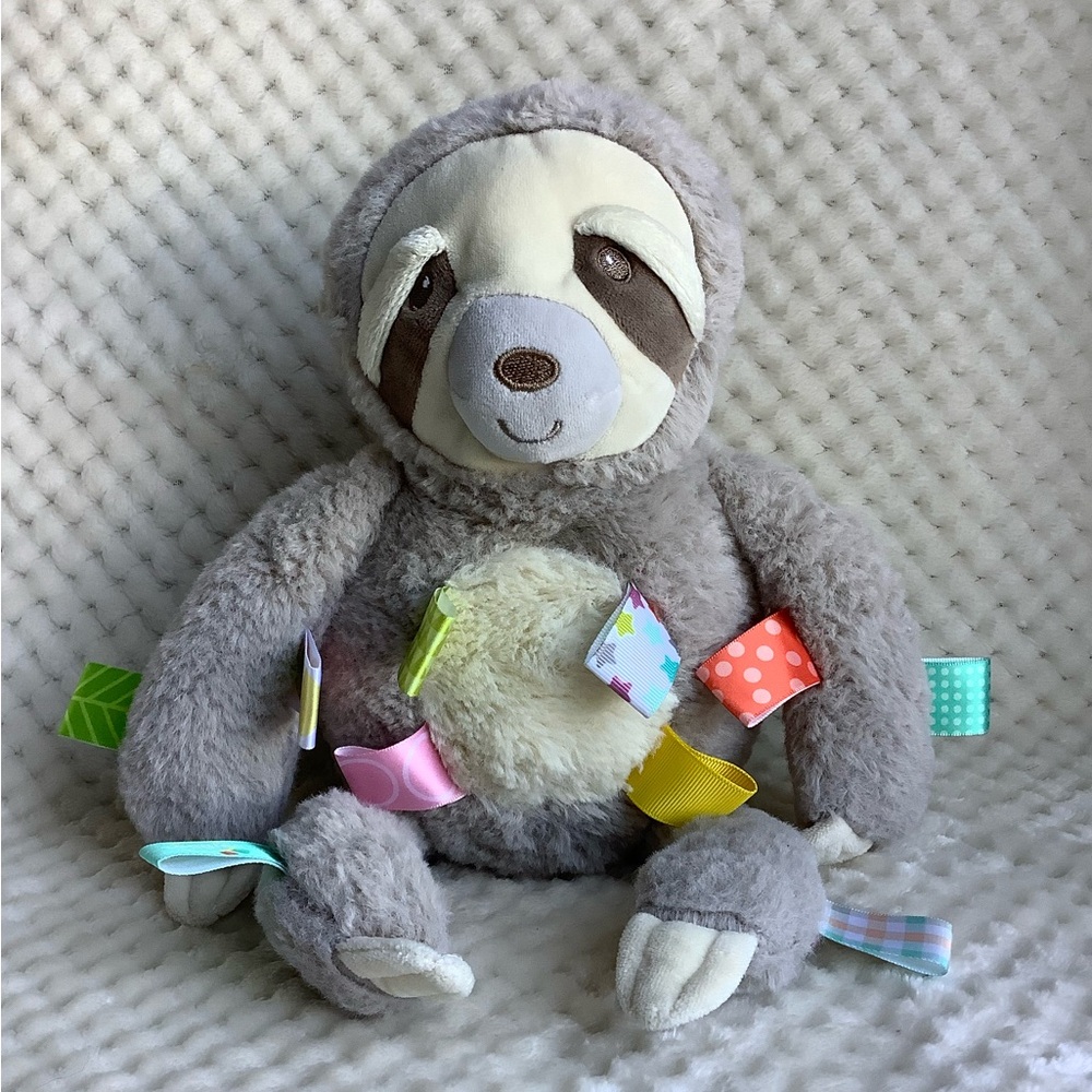 Mary Meyer Taggies Grey Sloth Stuffed Animal Plush Learning Toy